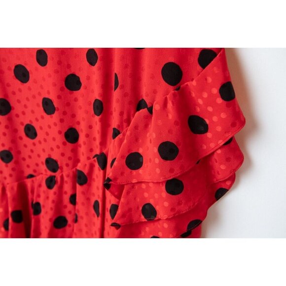 Bill Blass Collection Women's Dress Size 4 Vintage Red Black Polk Dot Cocktail - Picture 8 of 8